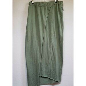 Kedziorek Army Green Long Wrap Skirt Size 40 Elastic Waist Pull-On Cotton New